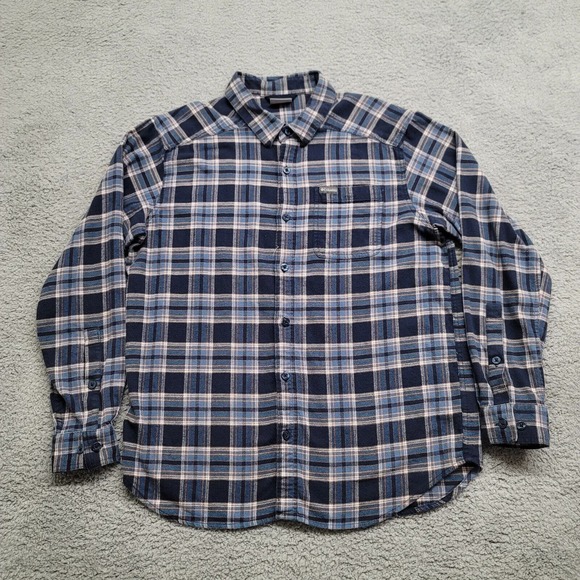Columbia Shirt Mens Large Blue Flannel‎ Mid Weight Outdoors Plaid Casual Camp - Picture 1 of 12